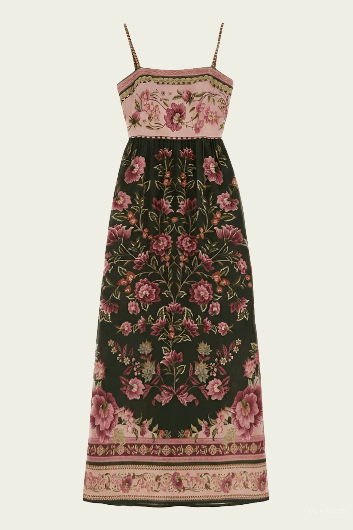 Green Flowering Garden Tree Sleeveless Midi Dress - shop - olivia.com