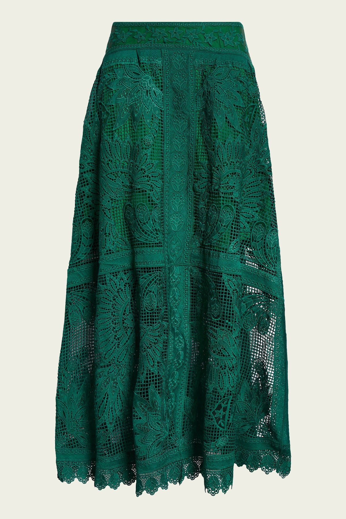 Green Toucan Guipure Midi Skirt - shop - olivia.com