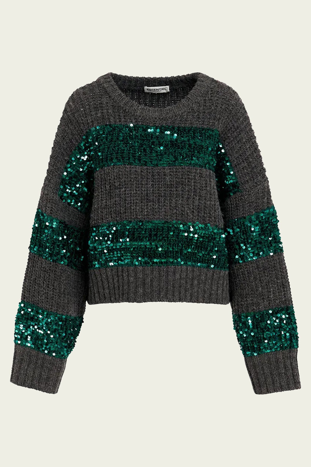 Group Knit Sequin Sweater in Dark Grey - shop - olivia.com