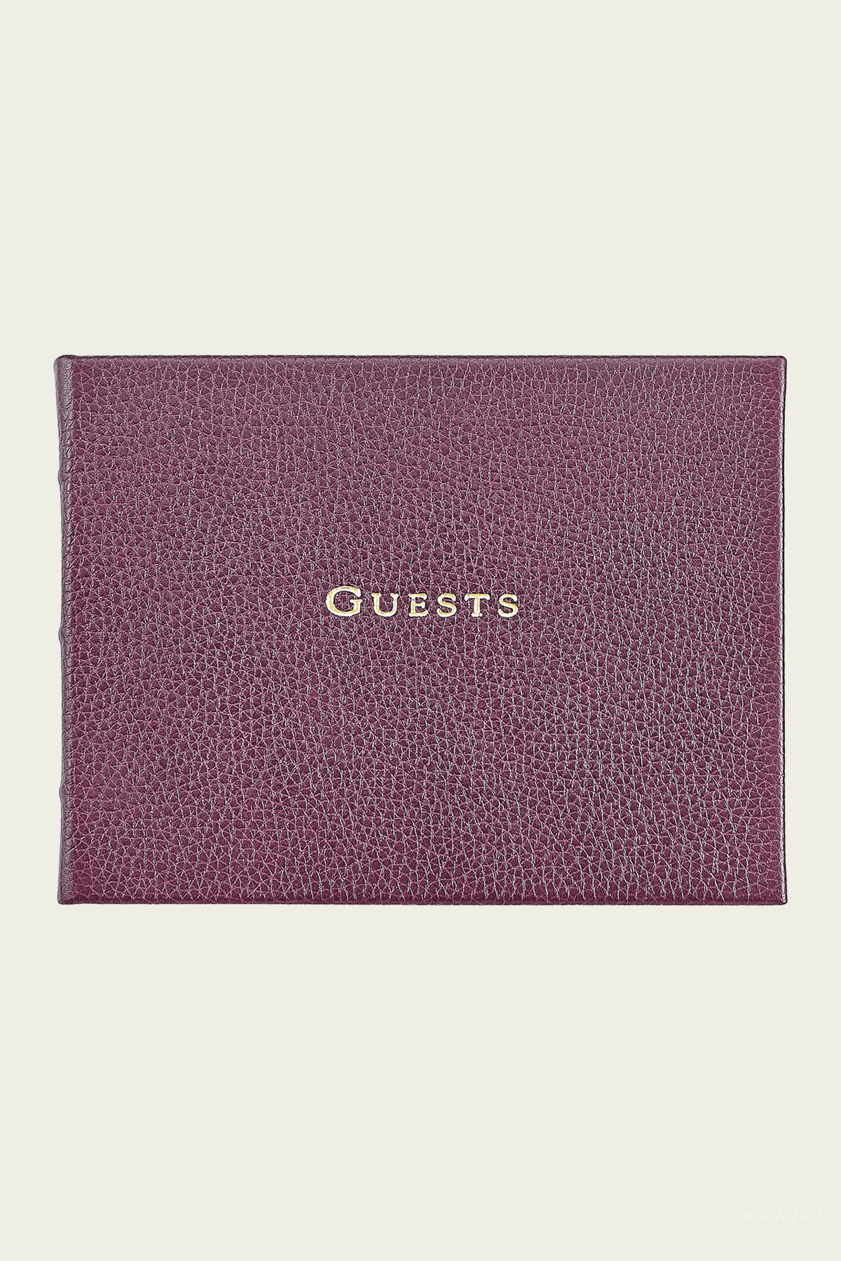 Guest Book in Wine Pebble Grain Leather - shop - olivia.com
