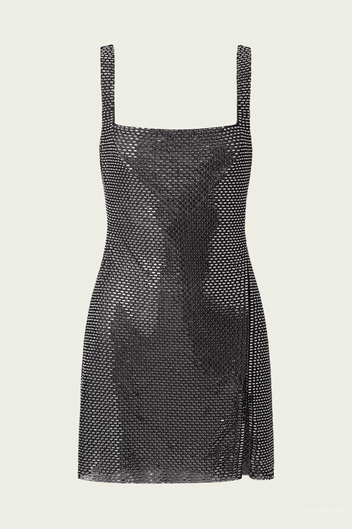 Gunmetal Rhinestone Mesh Mini Dress - shop - olivia.com