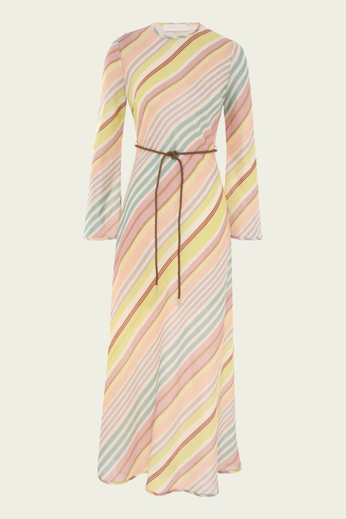 Halliday Bias Long Dress in Multi Stripe - shop-olivia.com