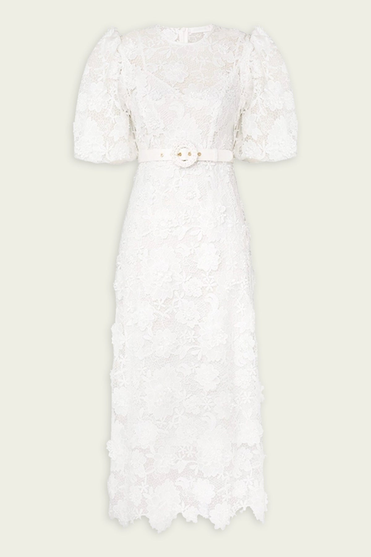Halliday Lace Flower Dress in Ivory - shop-olivia.com