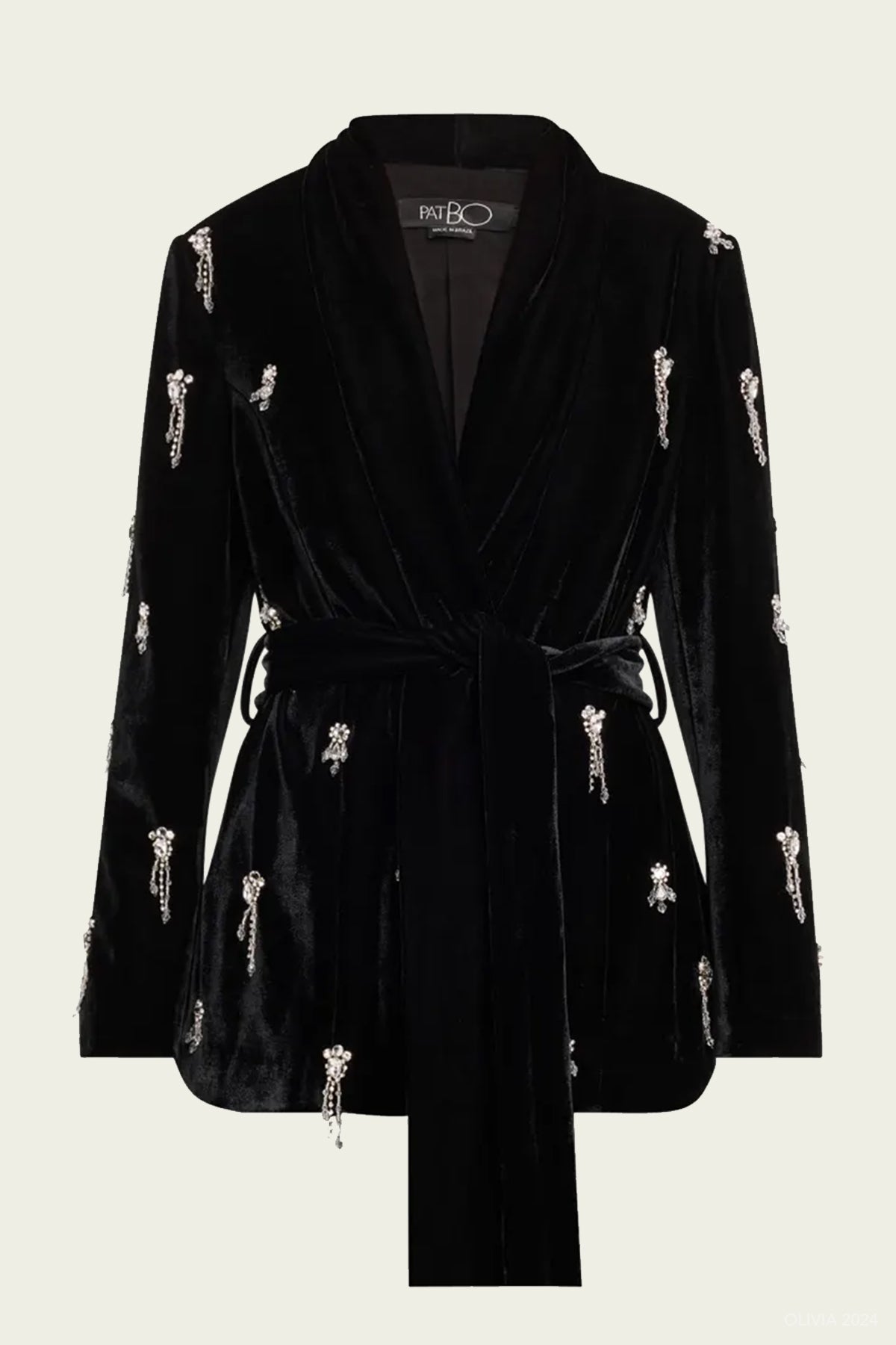 Hand - Beaded Velvet Kimono Jacket in Black - shop - olivia.com