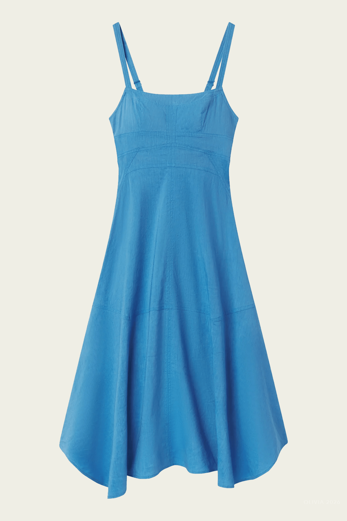 Harlow Linen Midi Dress in Tahoe Blue - shop - olivia.com