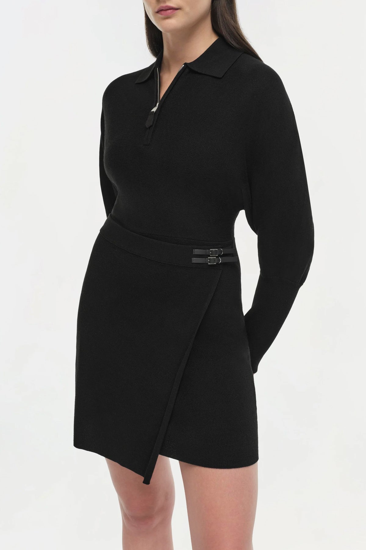 Harvey Long Sleeve Mini Dress in Black - shop - olivia.com