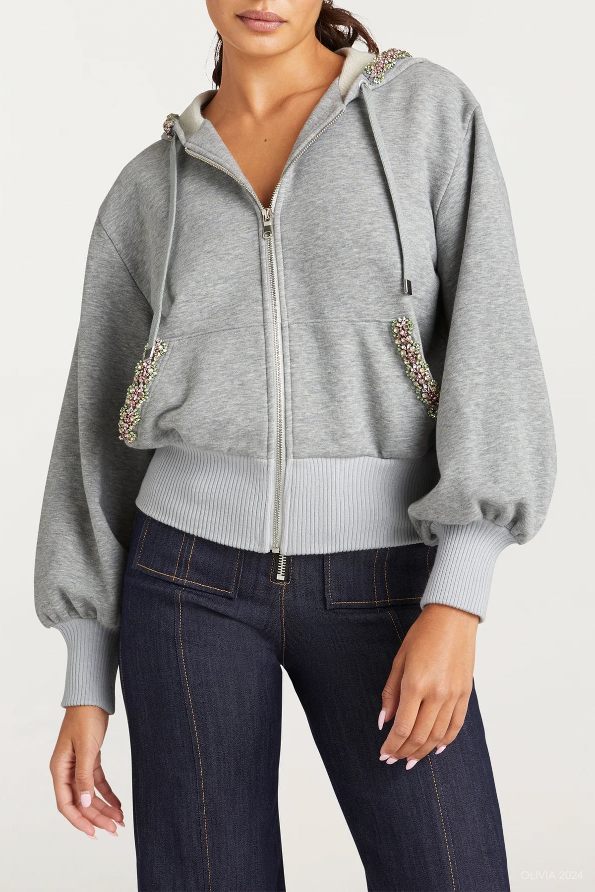 Heather Maddie Zip Up Sweatshirt in Heather Grey - shop - olivia.com