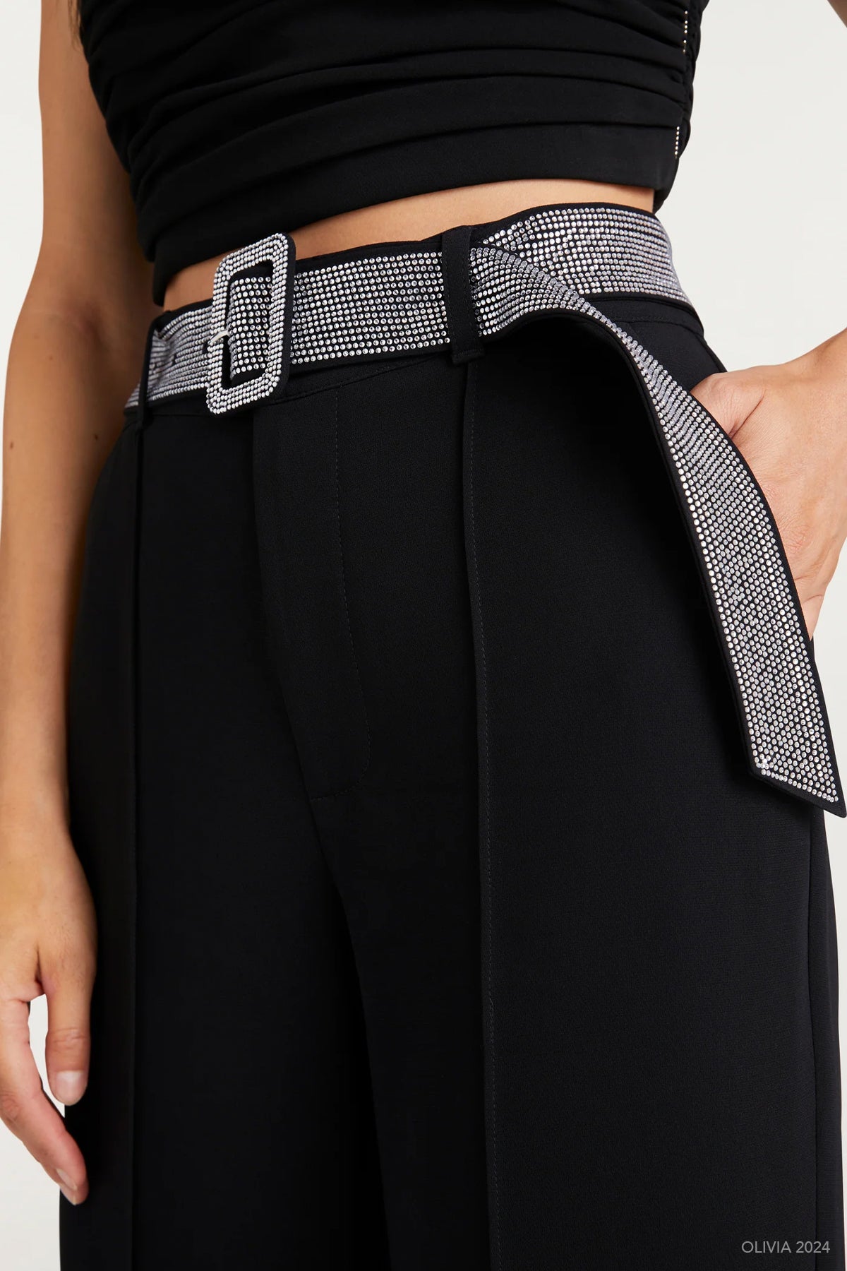 Heatset Belt Ester Pant in Black - shop - olivia.com