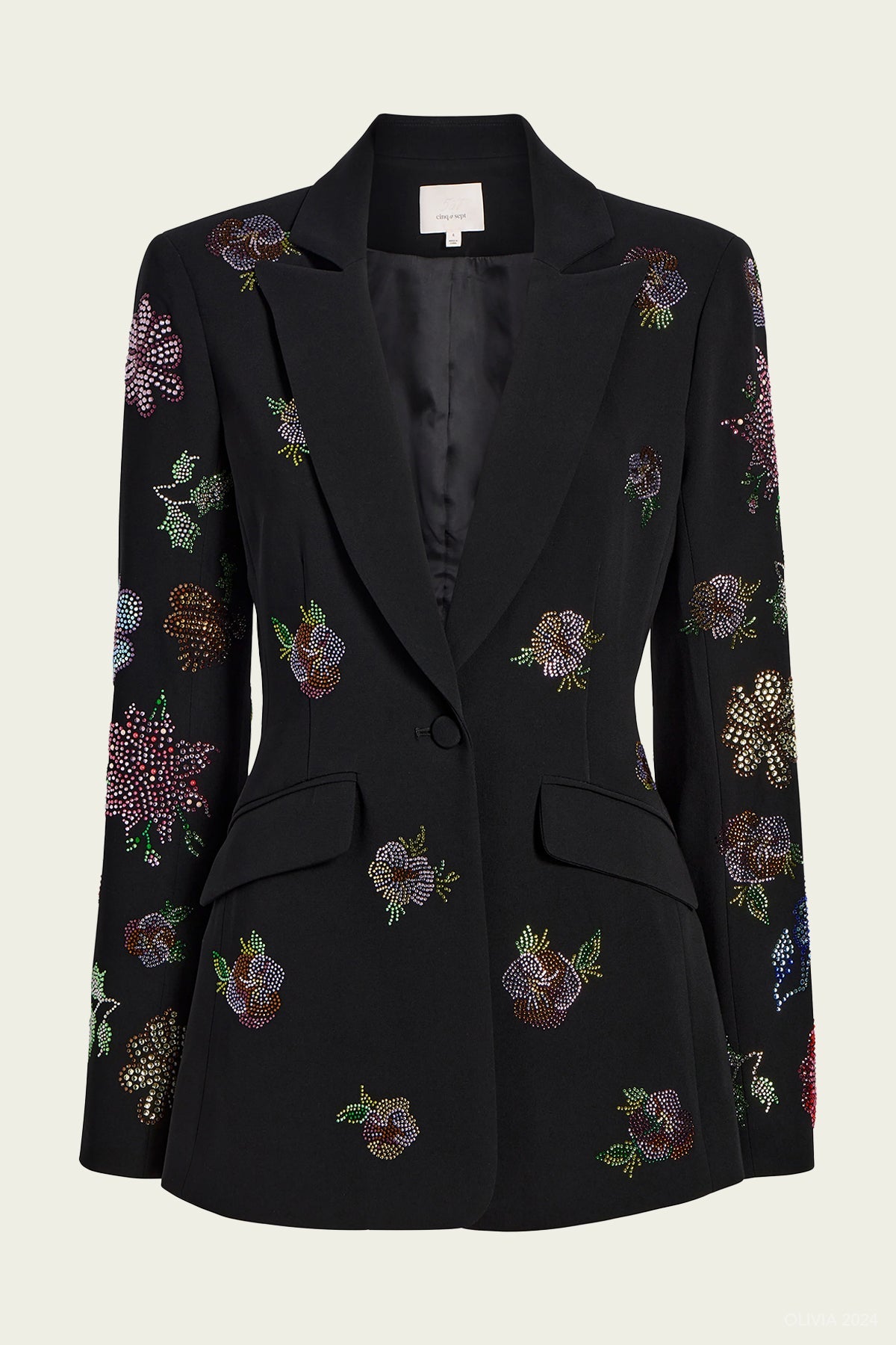 Heatset Pansy Garden Cheyenne Blazer in Black Multi - shop - olivia.com