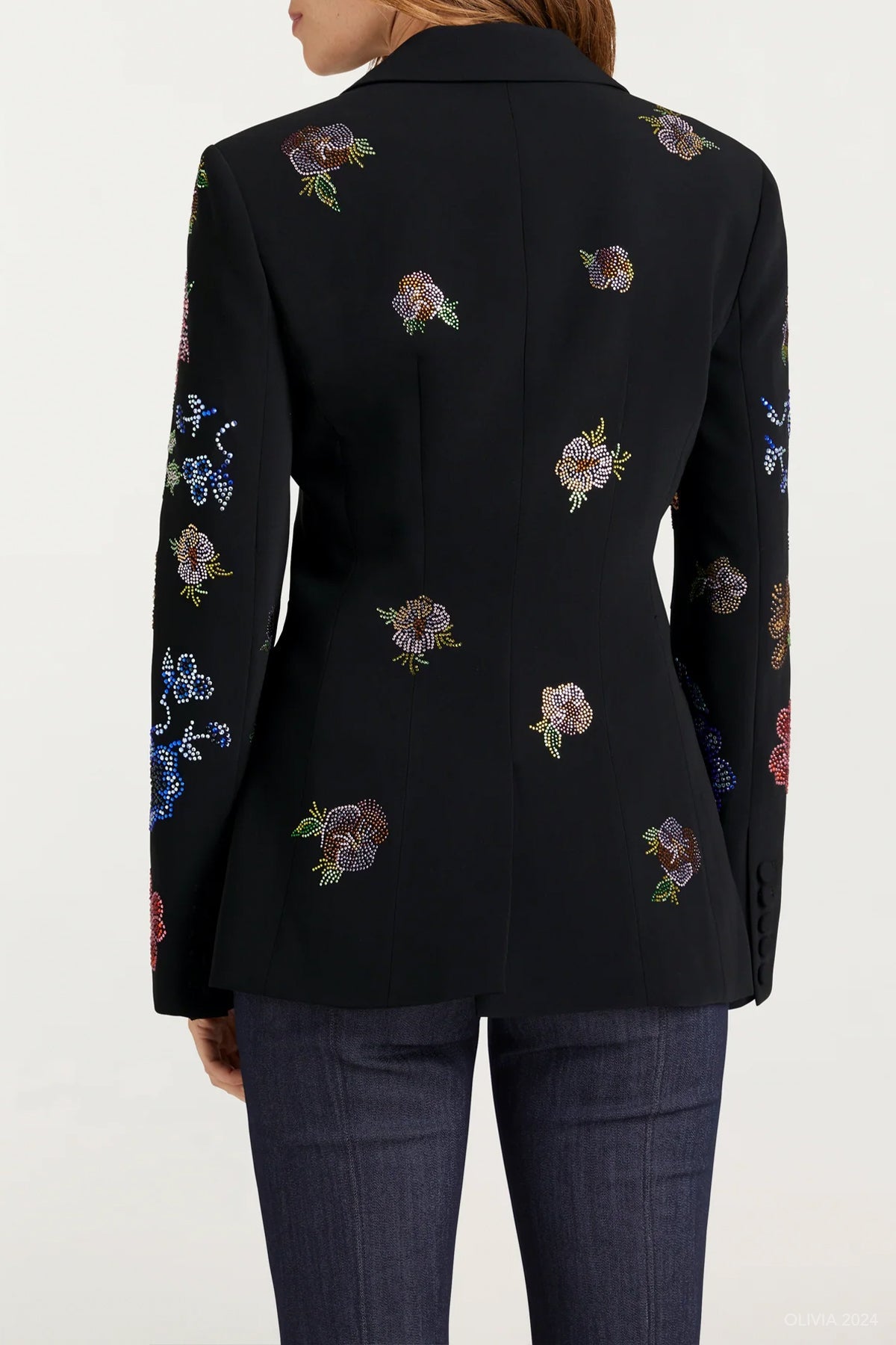 Heatset Pansy Garden Cheyenne Blazer in Black Multi - shop - olivia.com