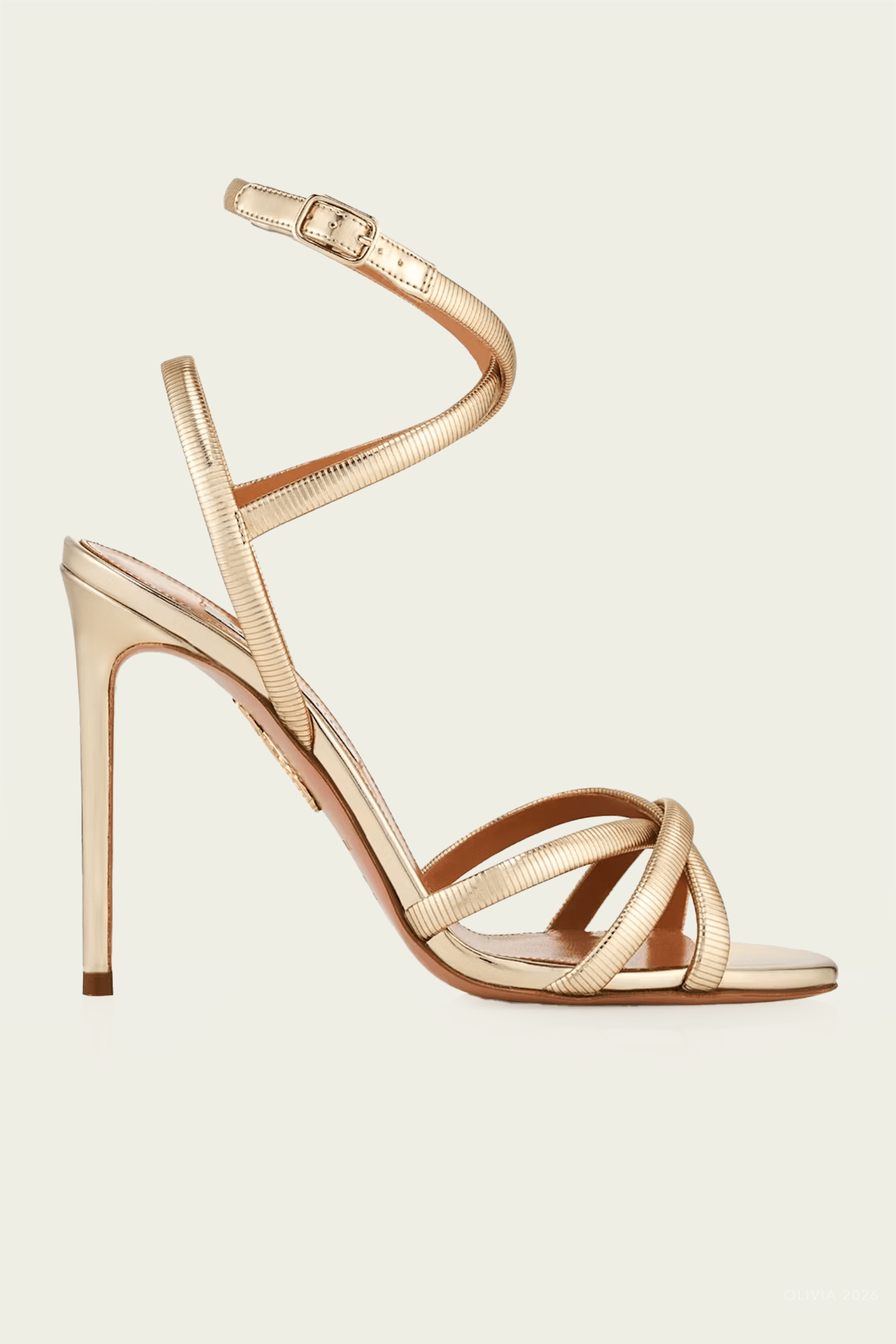 Heatwave Sandal 105 in Soft Gold - shop - olivia.com