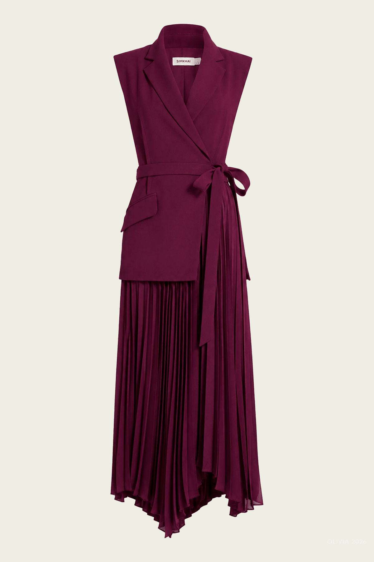 Helena Combo Blazer Dress in Fig - shop-olivia.com