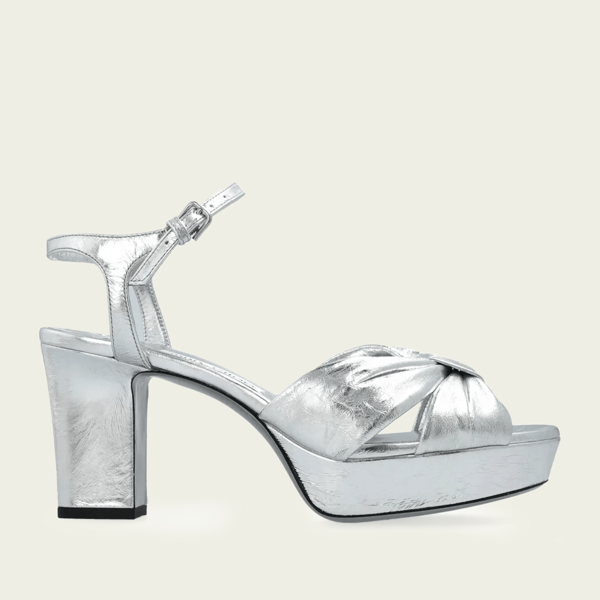 オリバーガル　HEY LOLITA SILVER Heloise 80 Leather Platform Sandals in Metallic Silver
