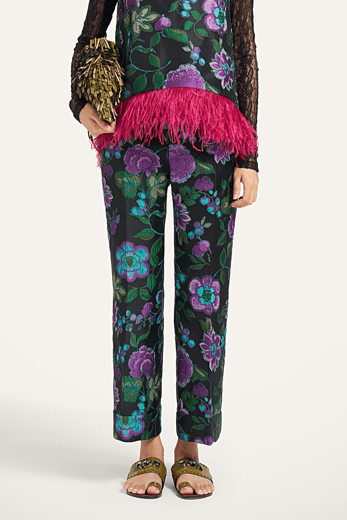 Hendrix Pants in Botanical Black - shop-olivia.com