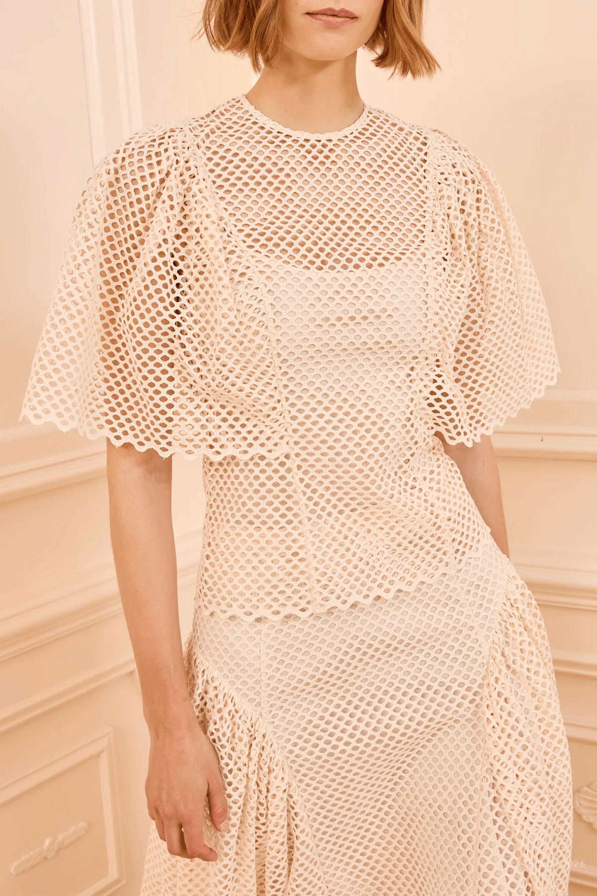 Hera Eyelet Cotton Top in Cowrie - shop - olivia.com