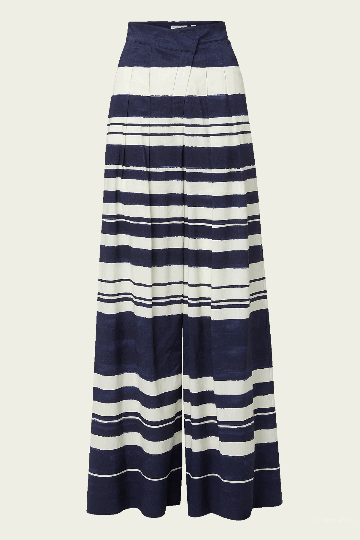 Heron Crossover Waistband Pant in Navy Dove White - shop - olivia.com