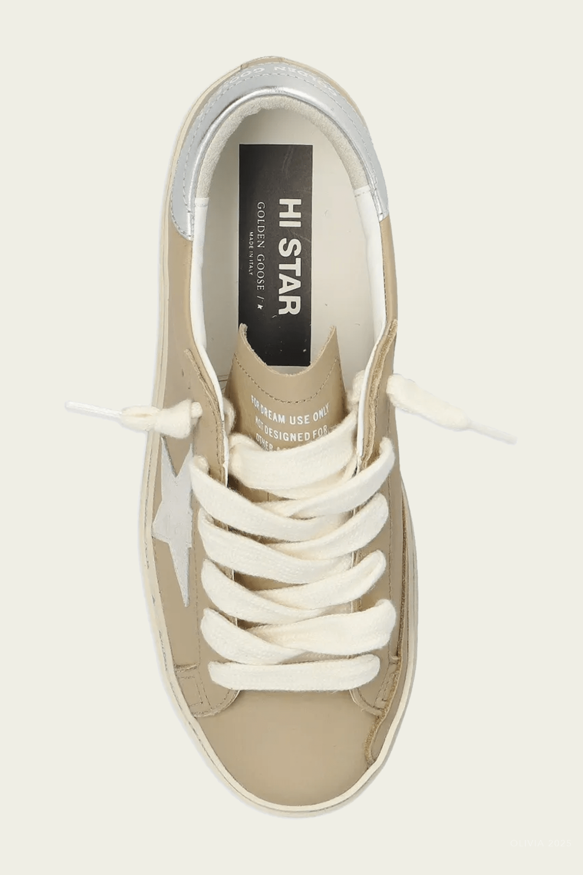 Hi - Star Beige Grey Leather Sneaker - shop - olivia.com