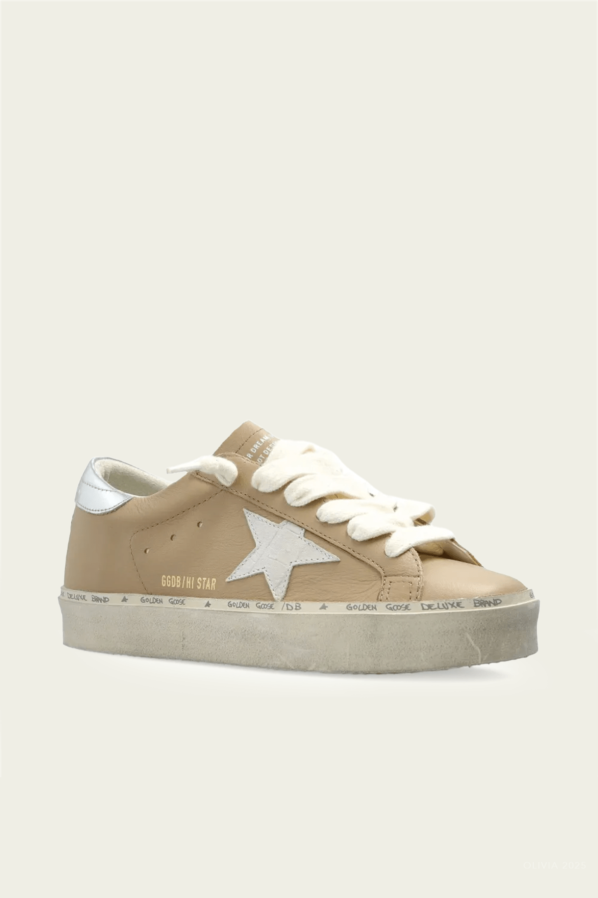 Hi - Star Beige Grey Leather Sneaker - shop - olivia.com