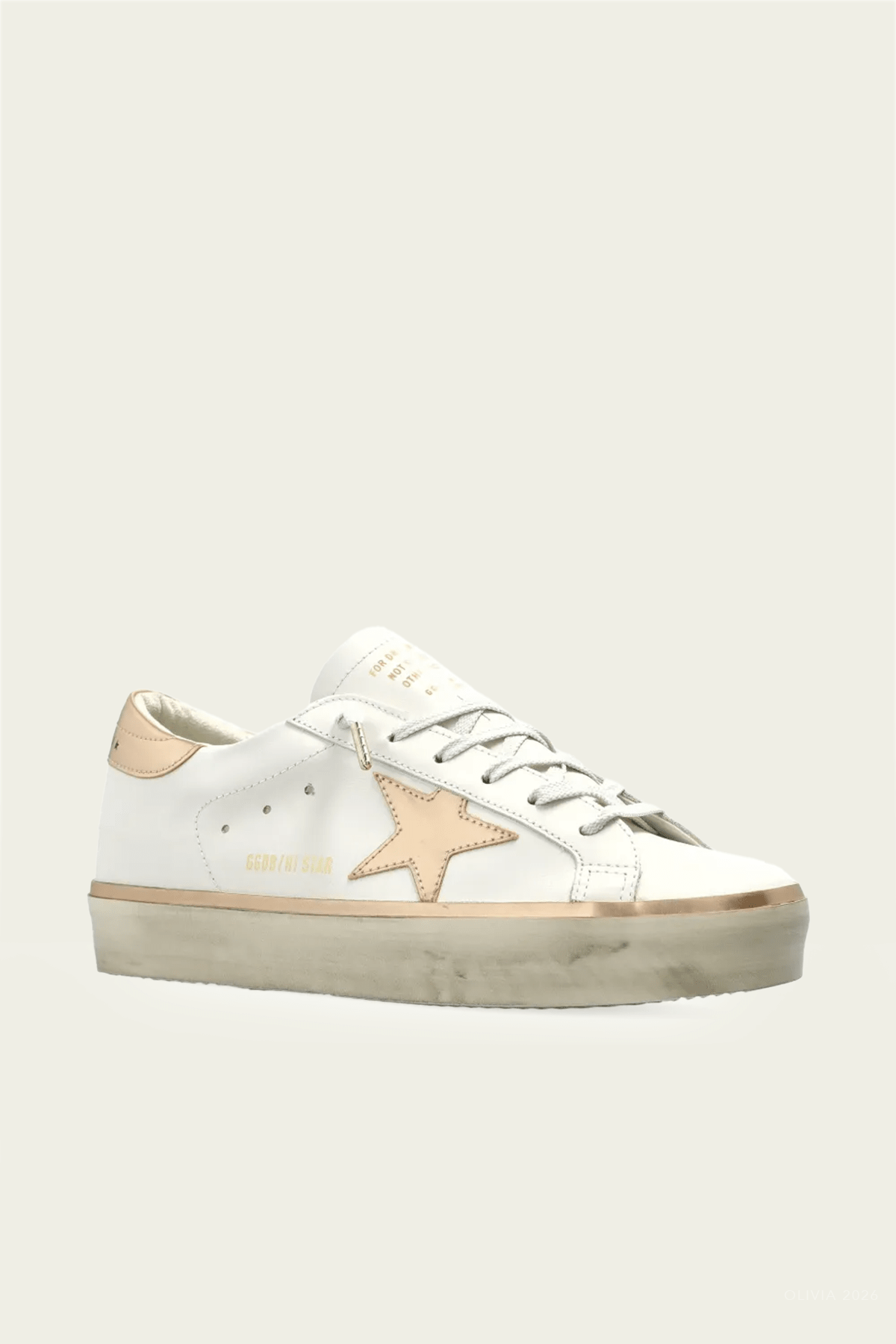 Hi - Star White Gold Leather Sneaker - shop - olivia.com