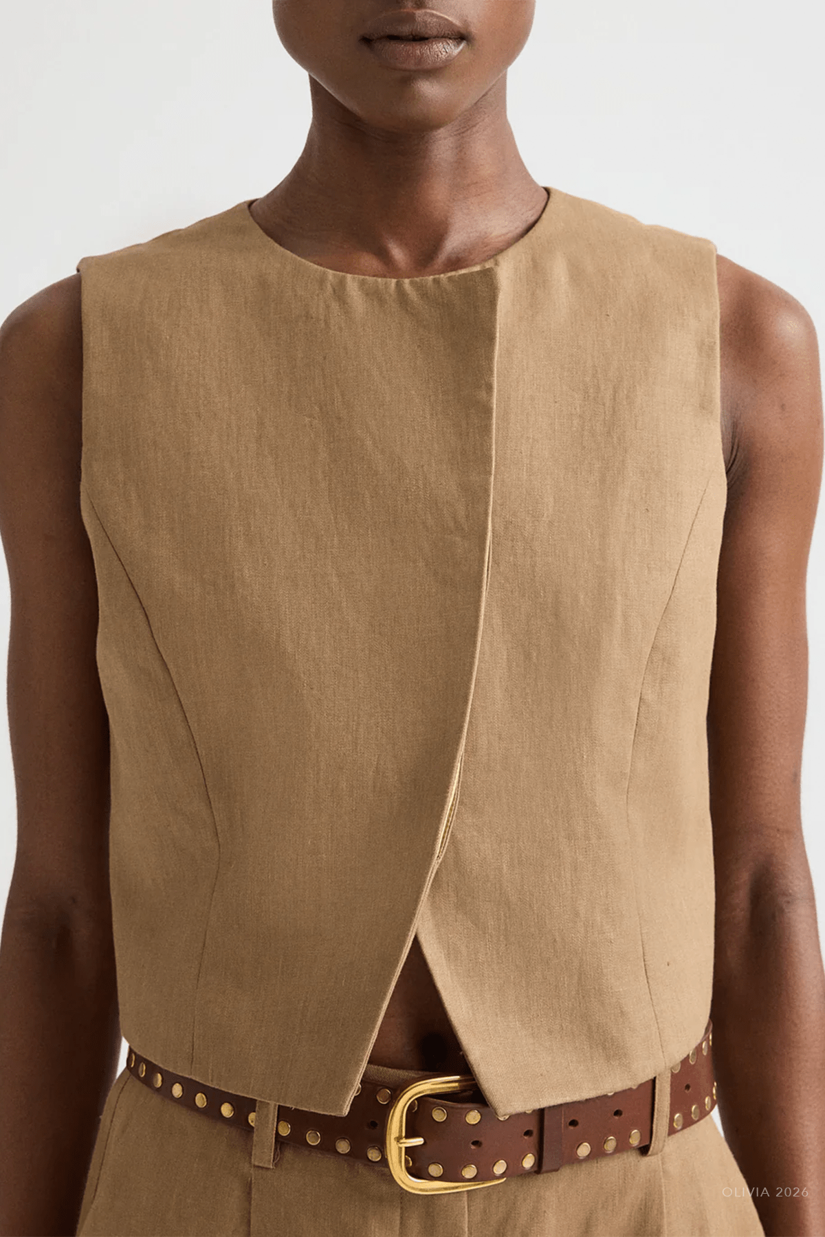 High Neck Hidden Placket Vest in Ermine - shop - olivia.com