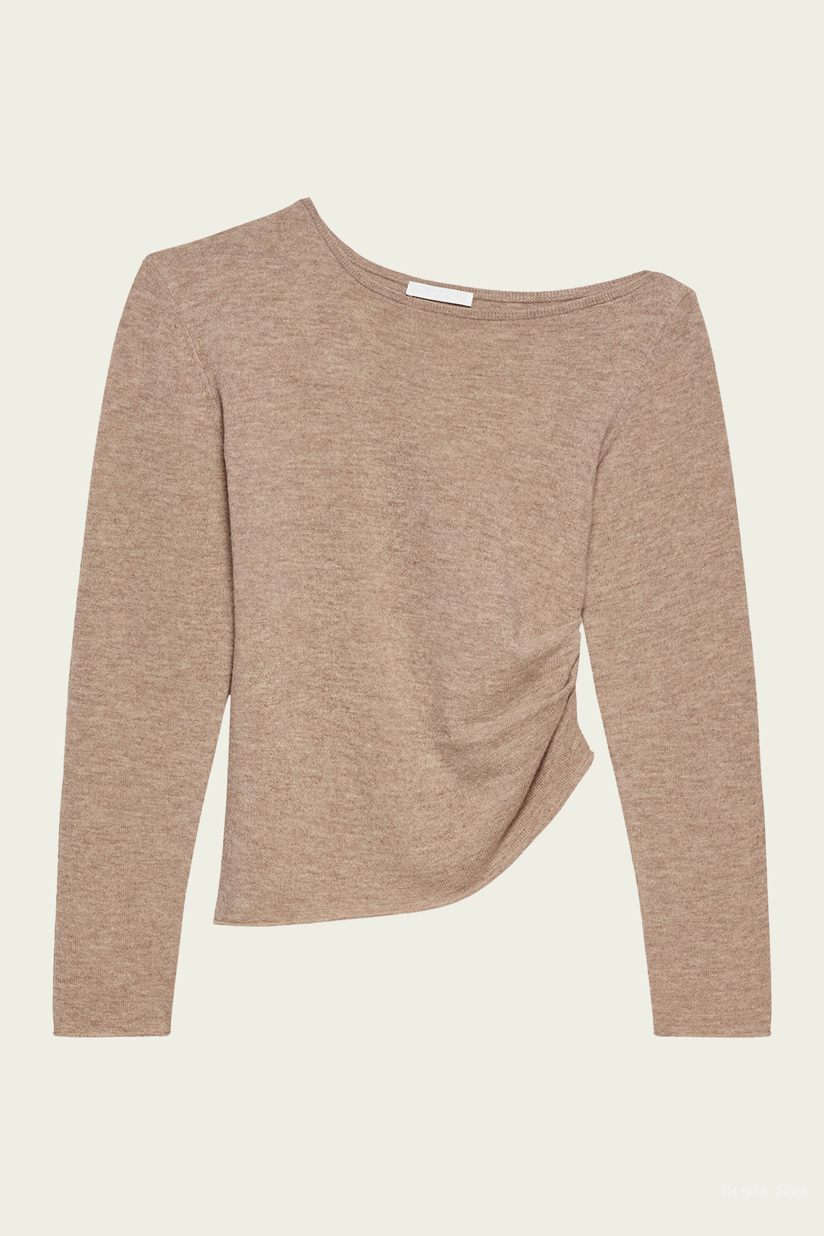 Draped Asymmetrical Wool Top in Oatmeal Melange