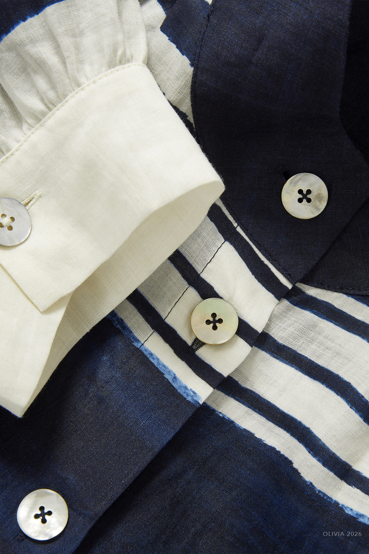 Hollandale Button - Down Shirt in Navy Dove White - shop - olivia.com