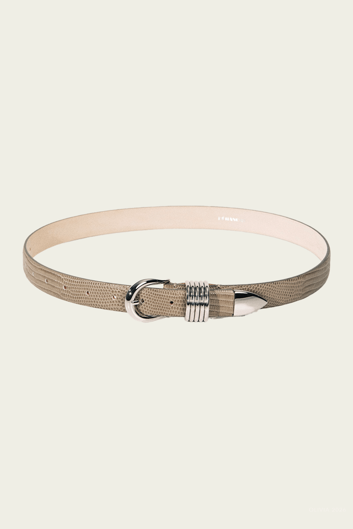 Hollyhock Matte Lizard Belt in Grey Snake - shop-olivia.com