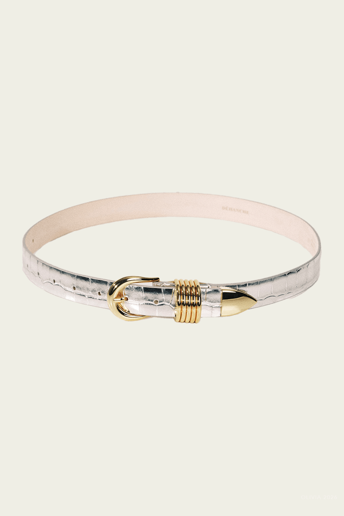 Hollyhock Mirror Croco Belt in Silver Croco - shop-olivia.com