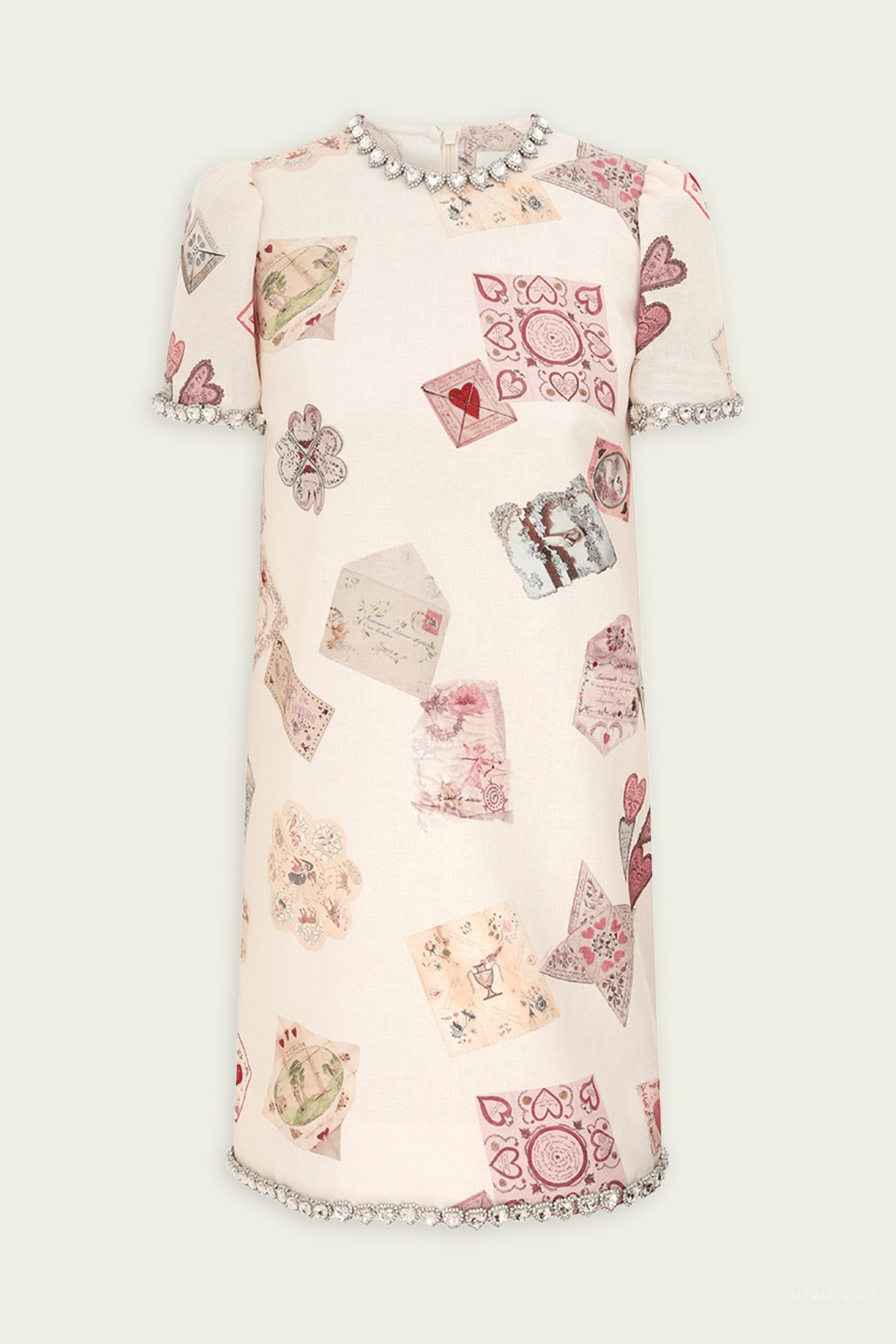Hypnotic Jewelled Shirt Dress in Cream Love Letter - shop - olivia.com