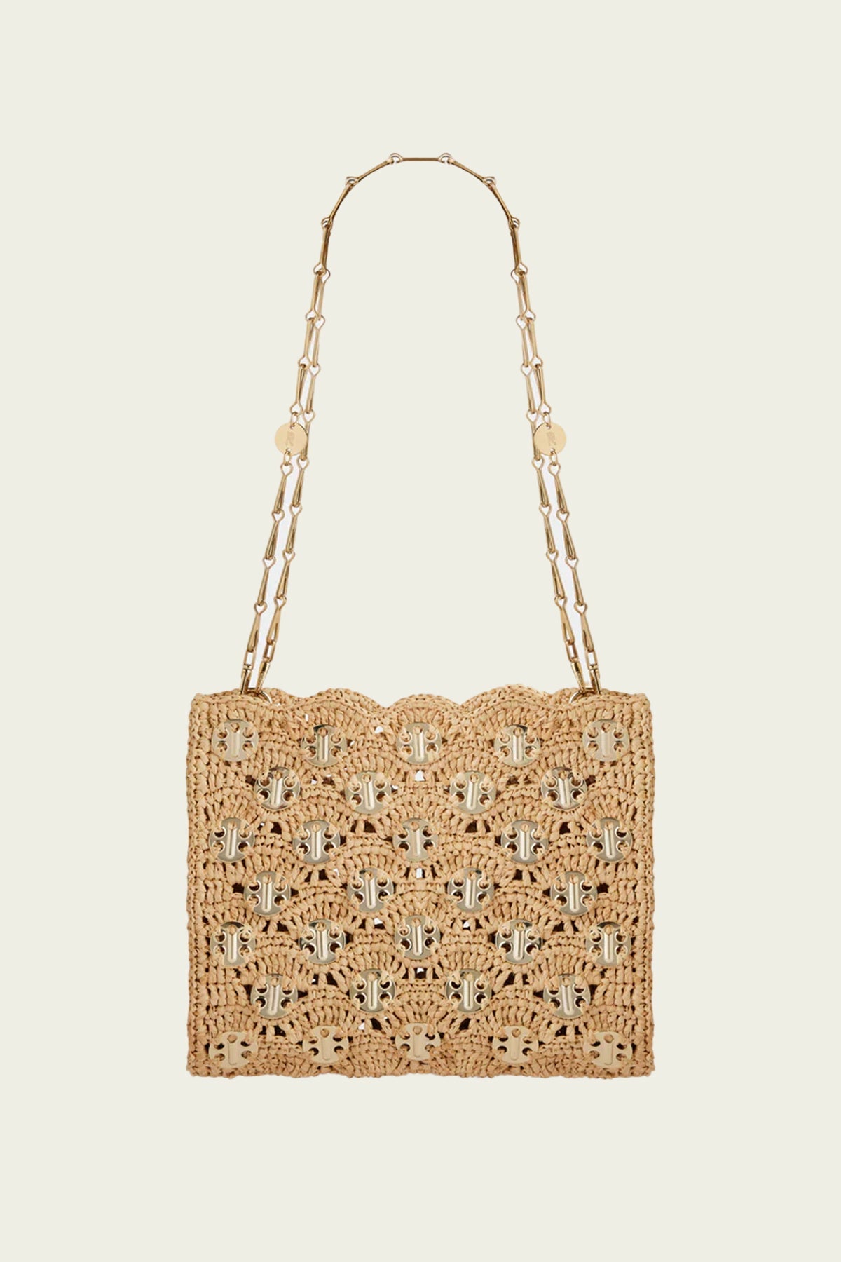 Iconic 1969 Raffia Wave Bag in Natural/ Light Gold - shop - olivia.com