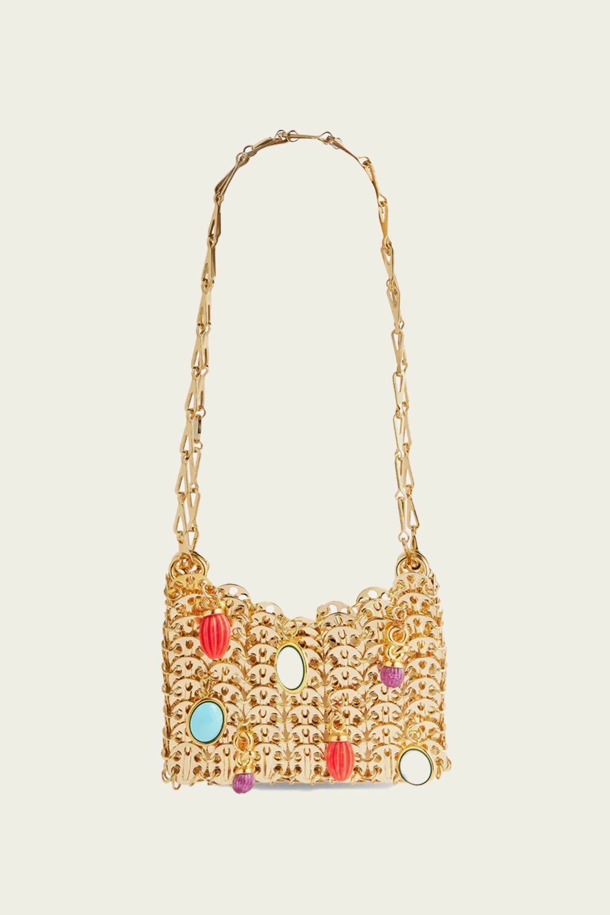 Iconic Nano 1969 Bag Embelished with Multi Colored Pampilles in Gold - shop - olivia.com