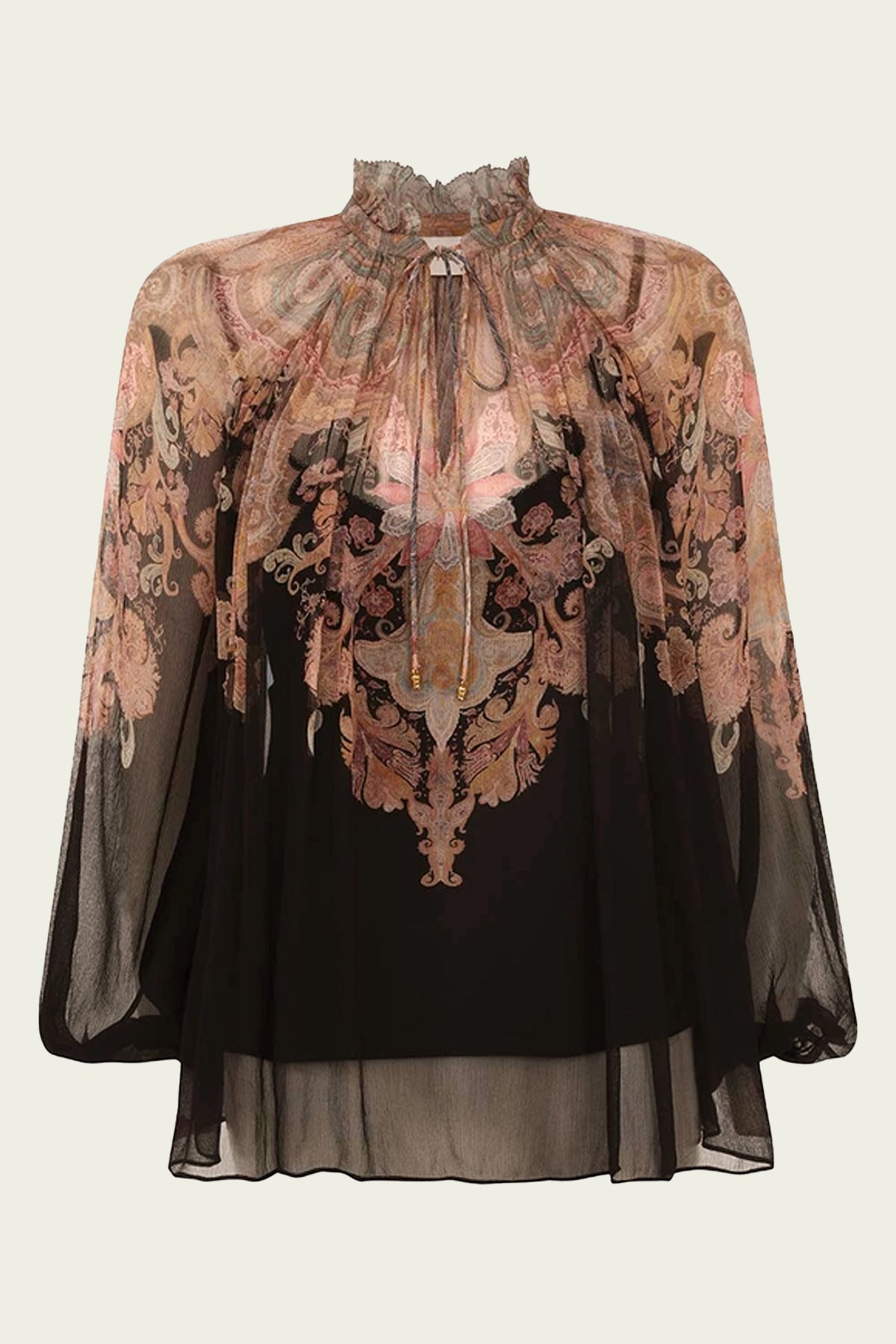 Illustration Billow Blouse in Black Paisley - shop - olivia.com