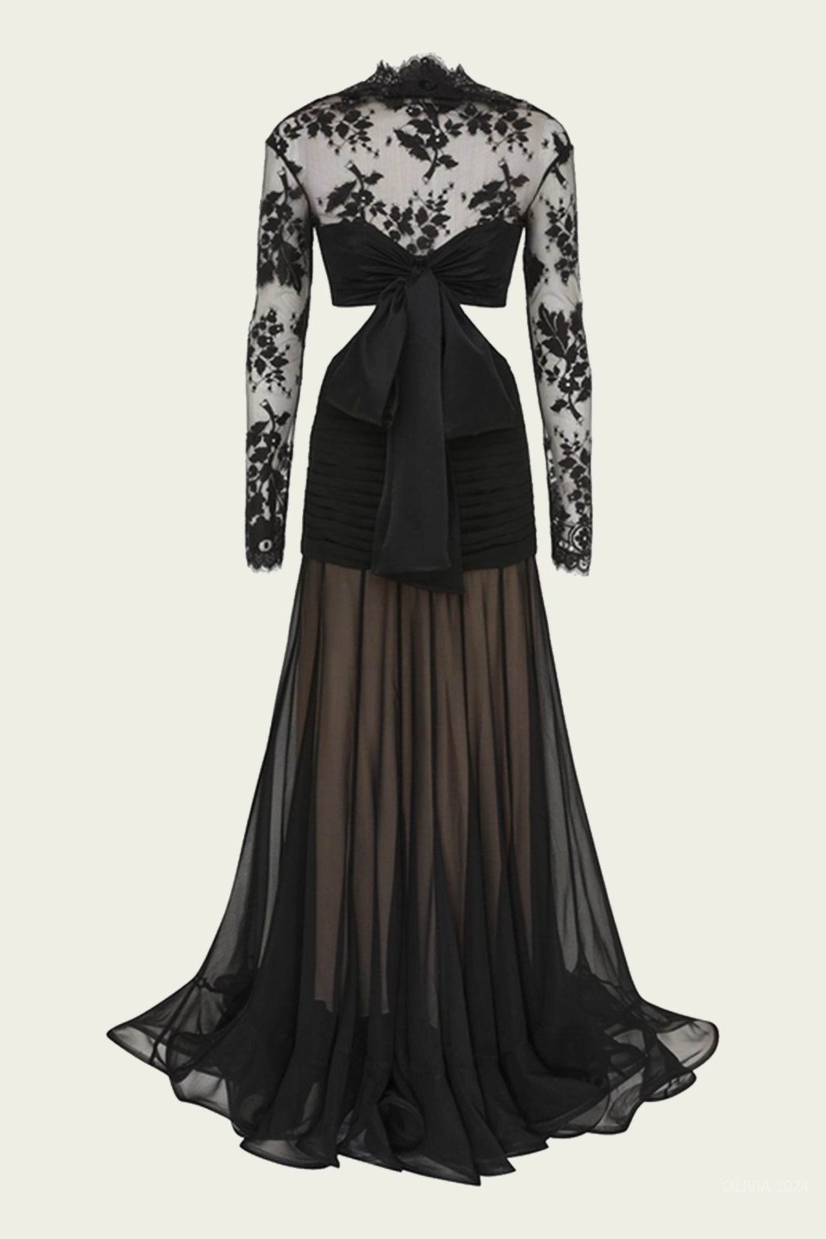 Illustration Flounce Gown in Black - shop - olivia.com