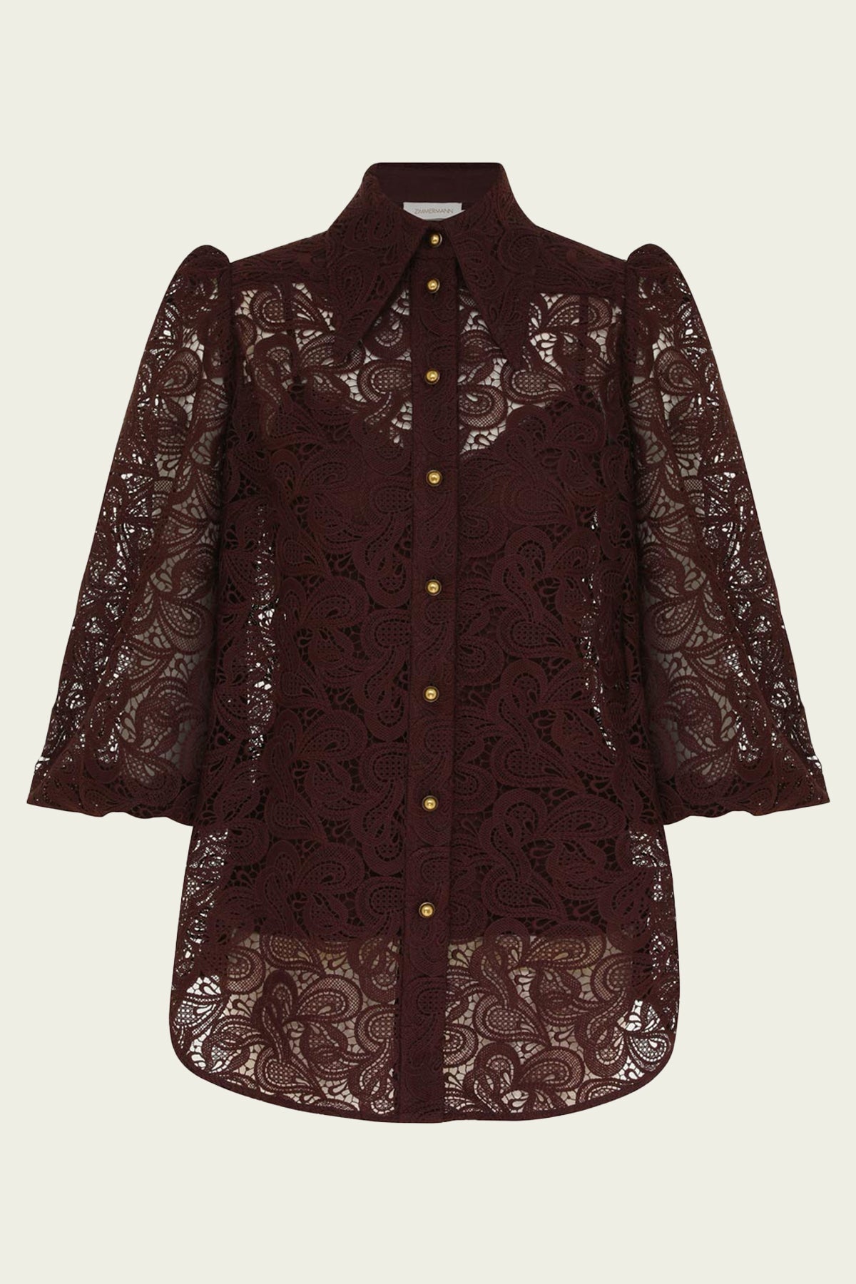 Illustration Lace Blouse in Chocolate - shop - olivia.com