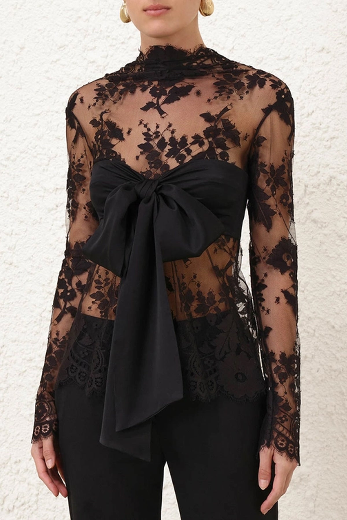 Illustration Lace Bow Bodice in Black - shop - olivia.com