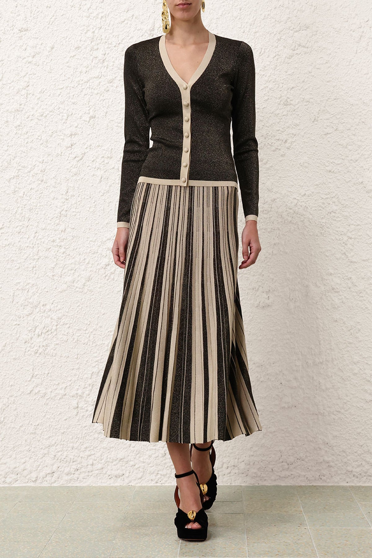 Illustration Metallic Skirt in Black/Gold - shop - olivia.com