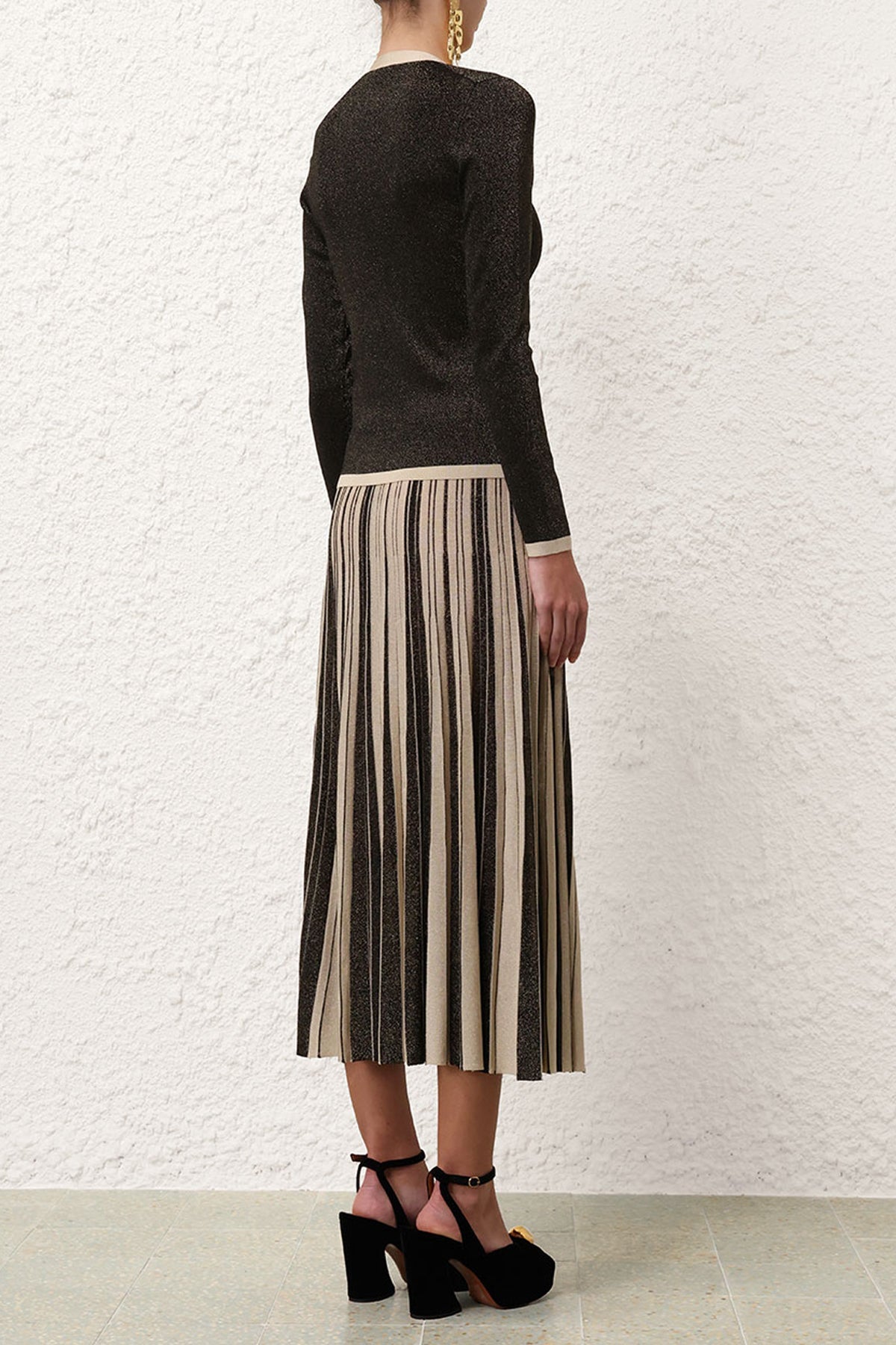 Illustration Metallic Skirt in Black/Gold - shop - olivia.com