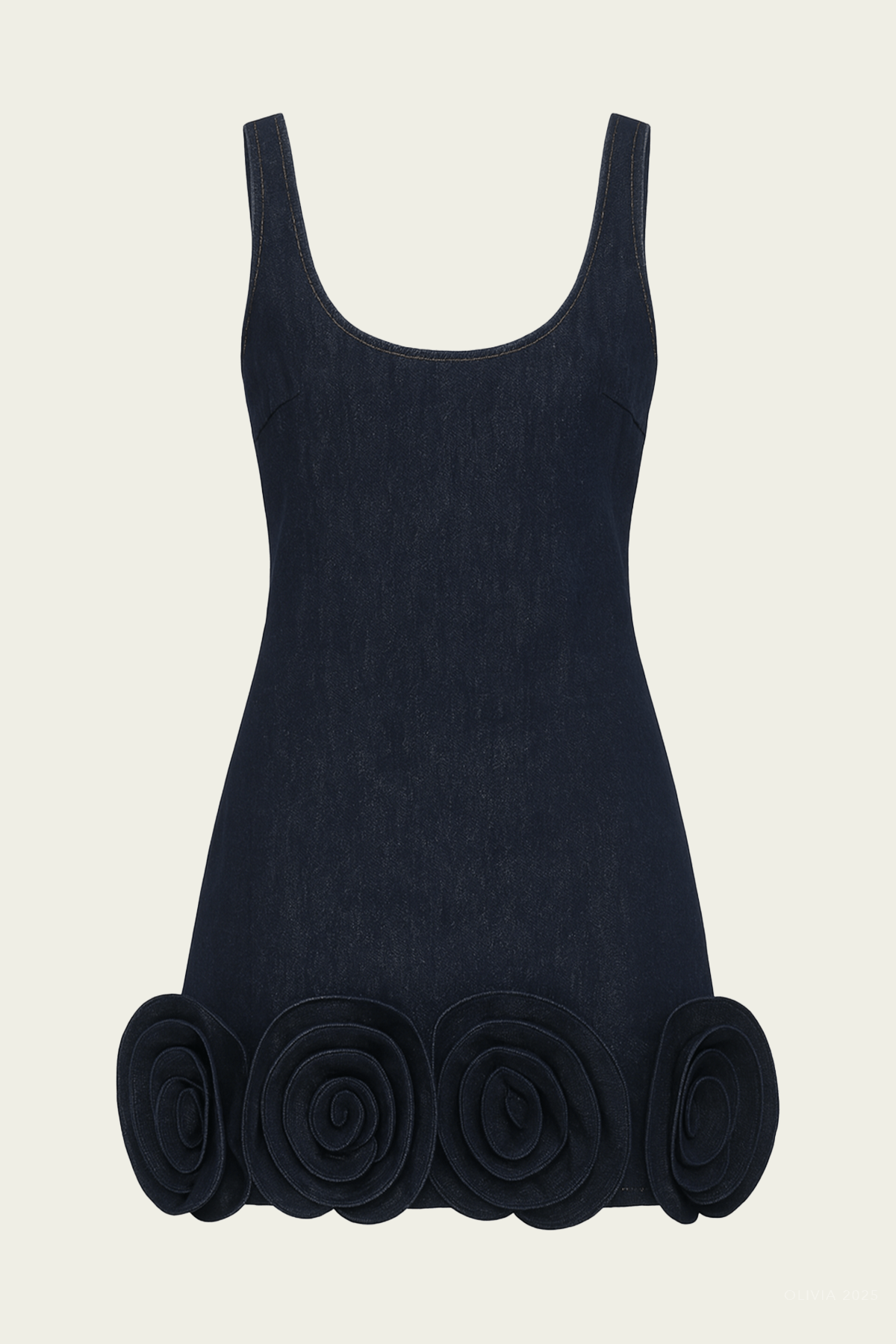 Indigo Denim 3D Flower Mini Dress - shop - olivia.com