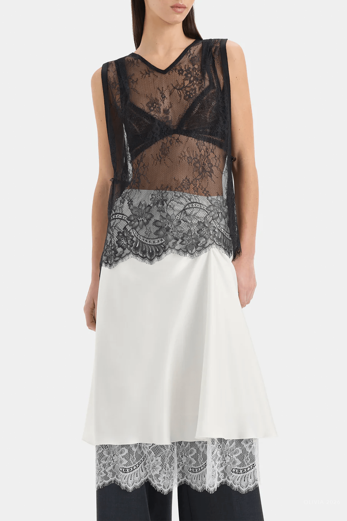 Ingrid Lace Midi Skirt in Ivory - shop-olivia.com