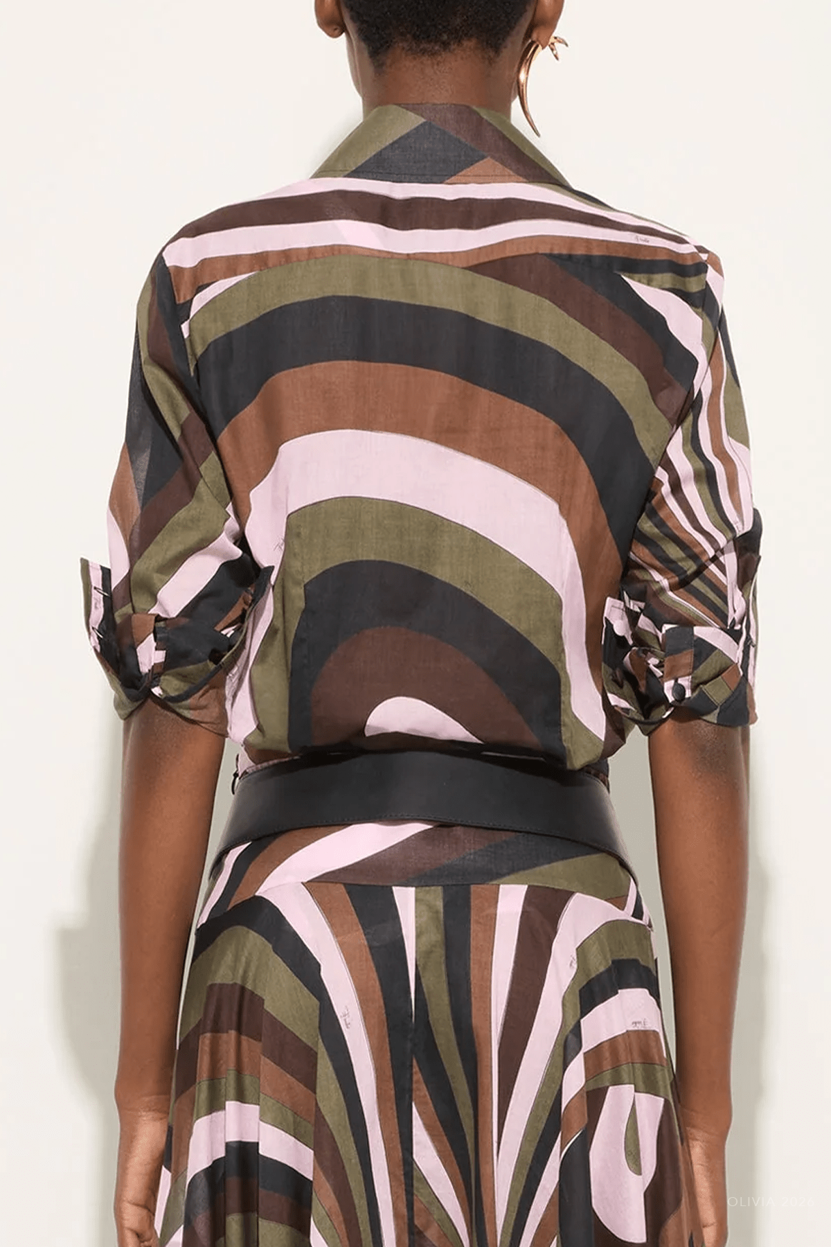 Iride-Print Cotton Muslin Shirt in Khaki Pink - shop-olivia.com