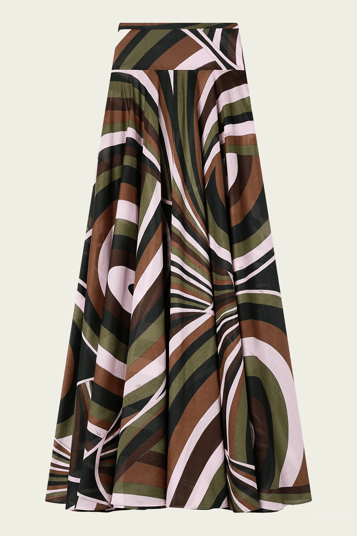 Iride-Print Cotton Muslin Skirt in Khaki Pink - shop-olivia.com