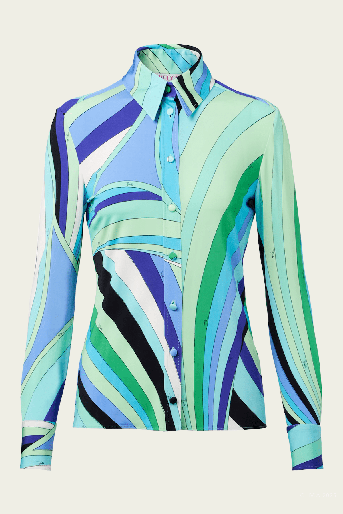 Iride - Print Jersey Satin Shirt in Verde Lilla - shop - olivia.com