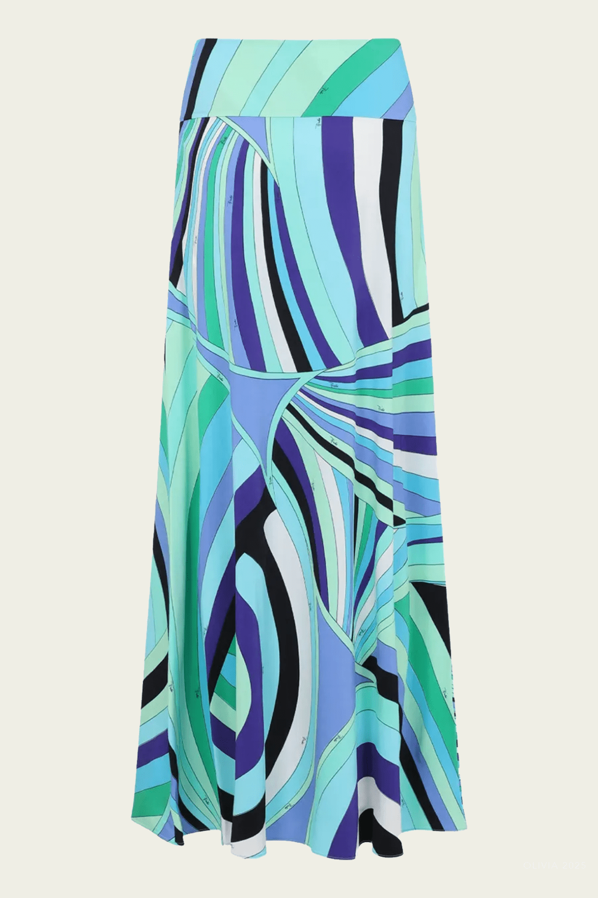 Iride - Print Long Jersey Skirt in Verde Lilla - shop - olivia.com