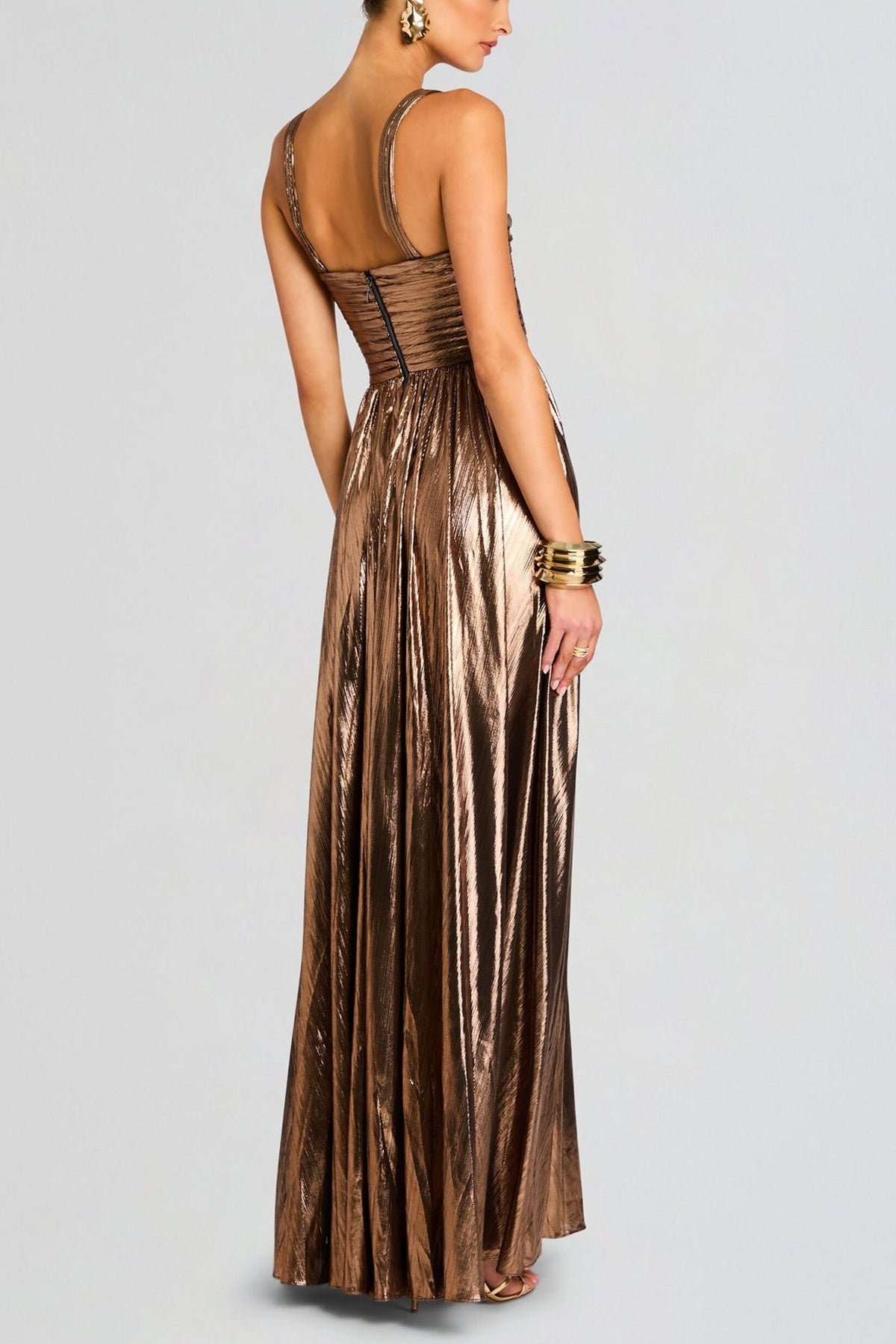 Iris Dress in Metallic Bronze - shop - olivia.com