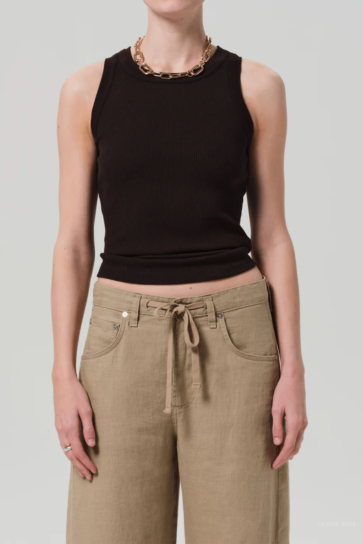 Isabel Rib Tank in Chocolate - shop - olivia.com