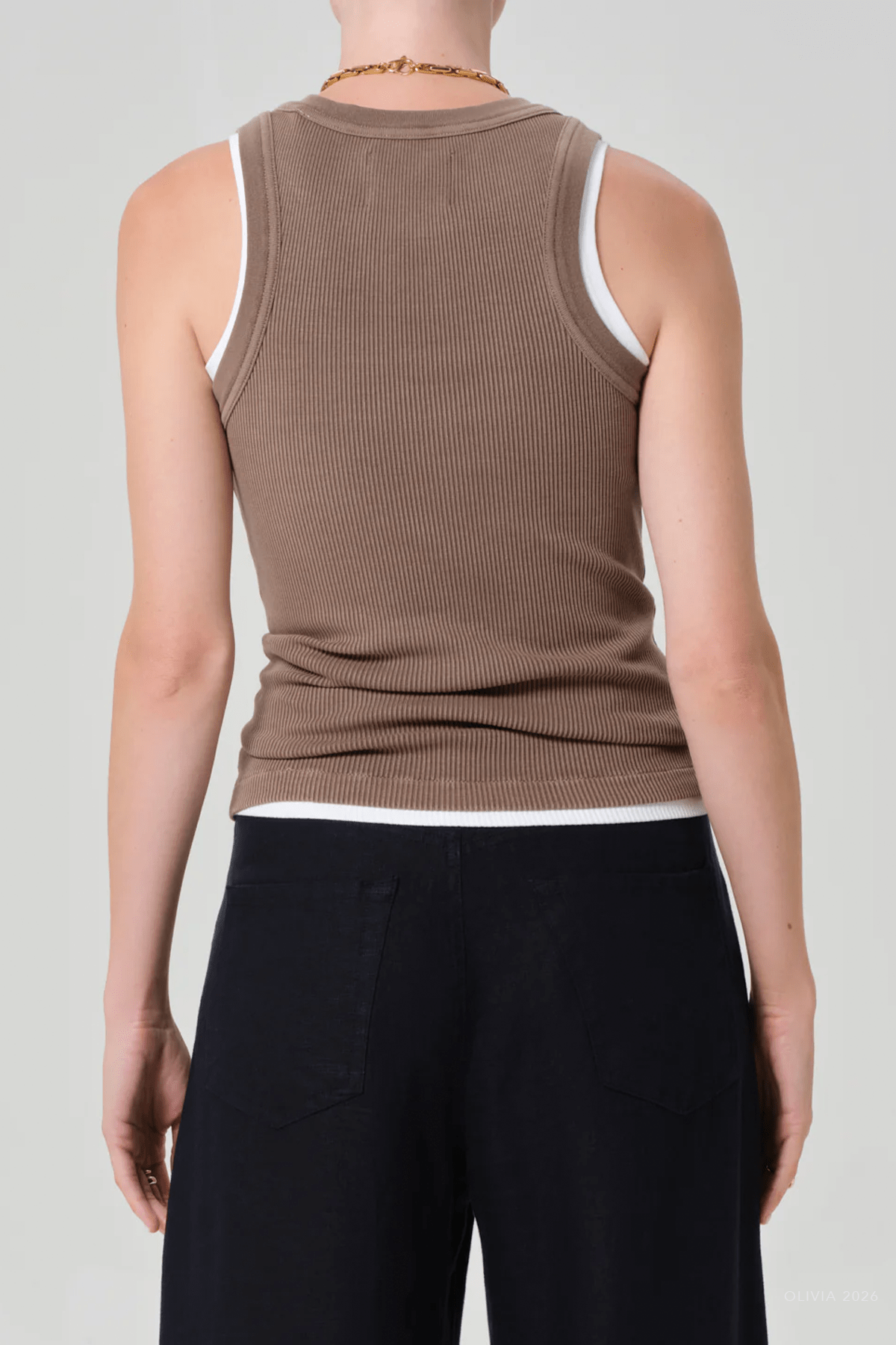 Isabel Rib Tank in Cocoa - shop - olivia.com