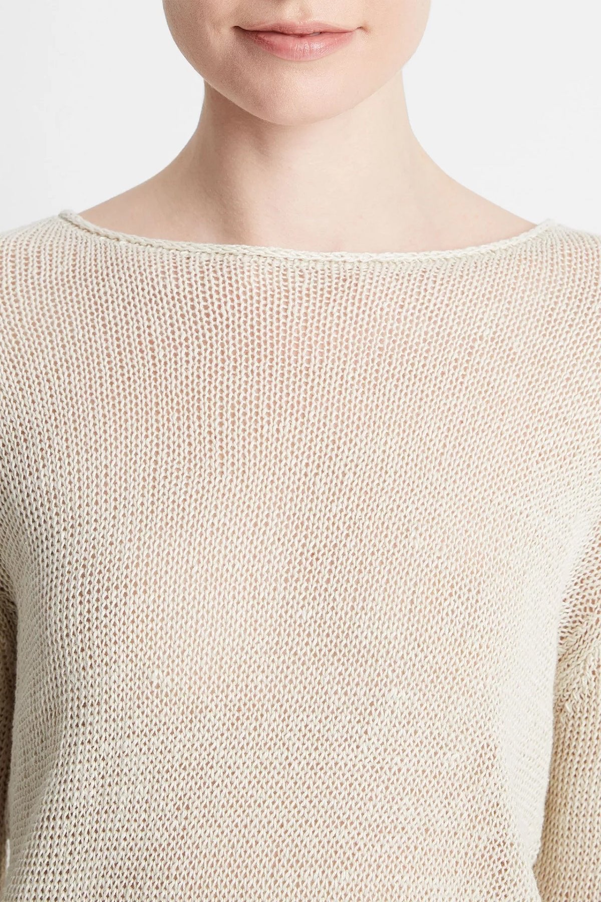 Italian Linen Drop-Shoulder Pullover Sweater in Ceramic - shop-olivia.com