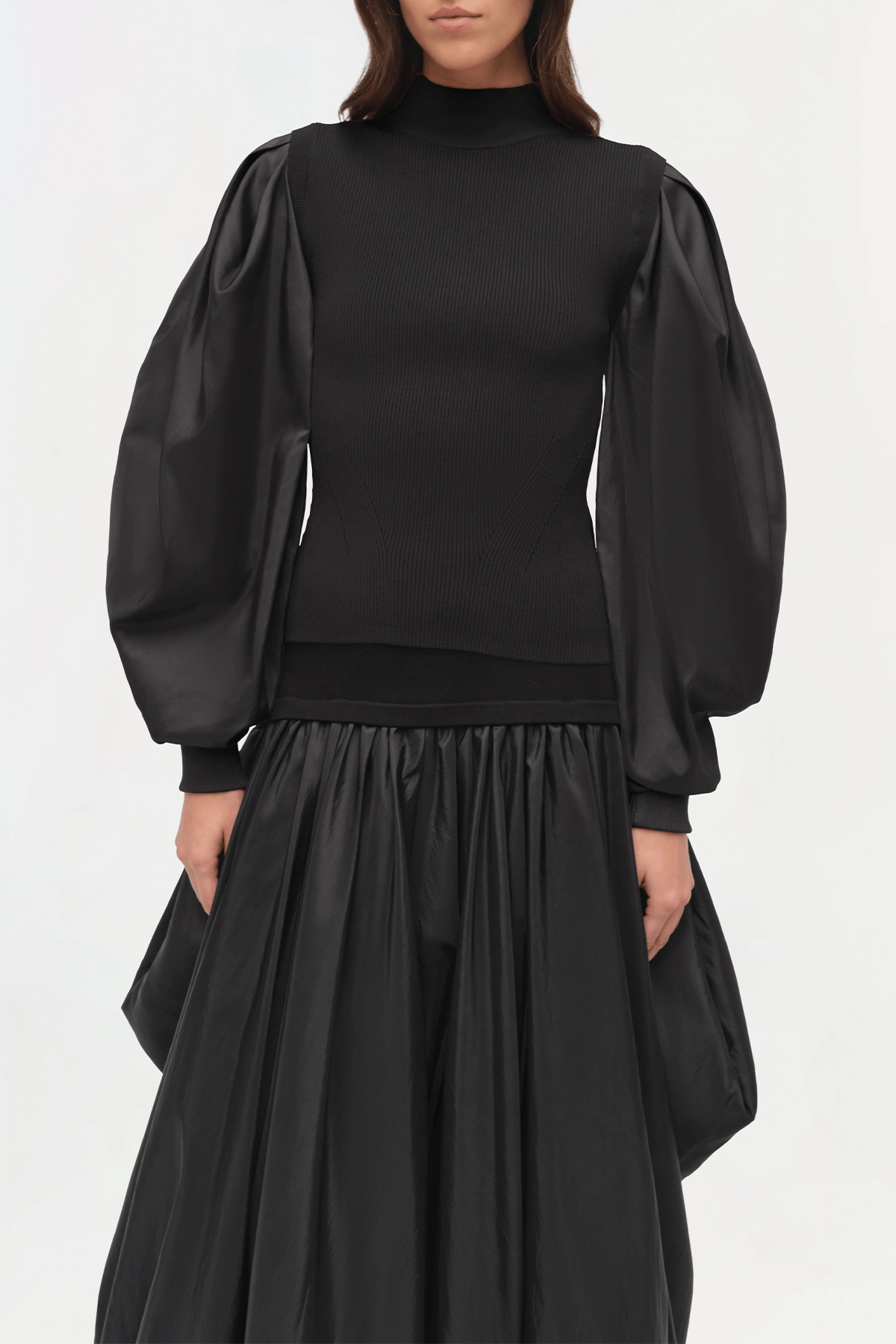 Jackie Taffeta Knit Top in Black - shop - olivia.com