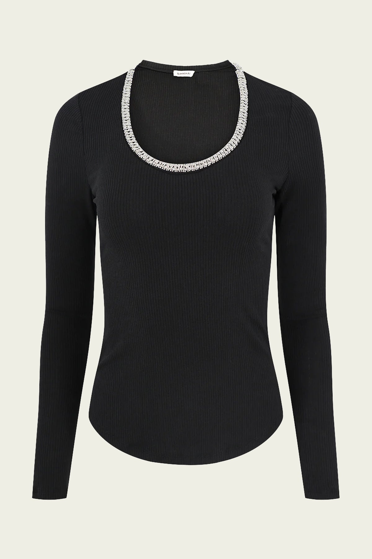 Janay Long Sleeve U - Neck Top in Black - shop - olivia.com