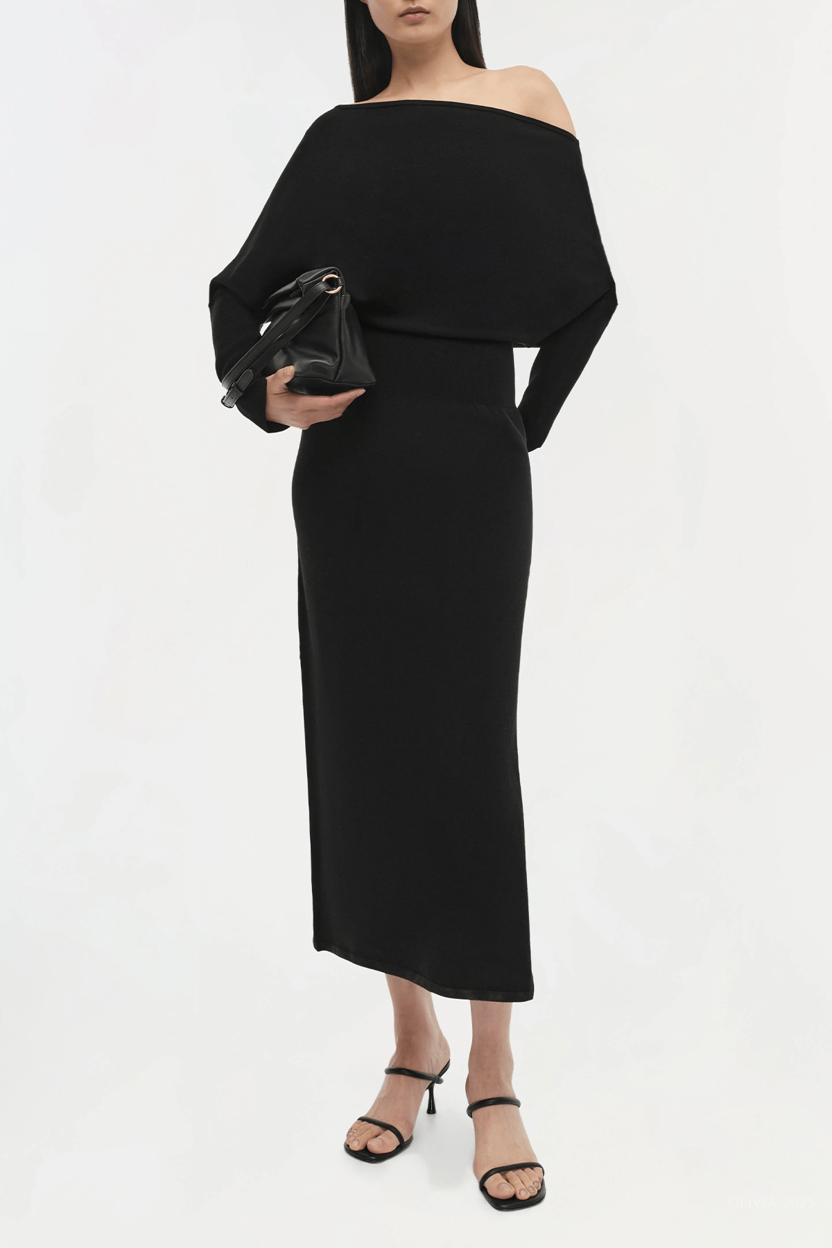 Janese Off - Shoulder Midi Dress in Black - shop - olivia.com